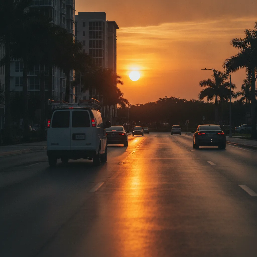service-van-nw-25th-street-downtown-doral-park-golden-hour